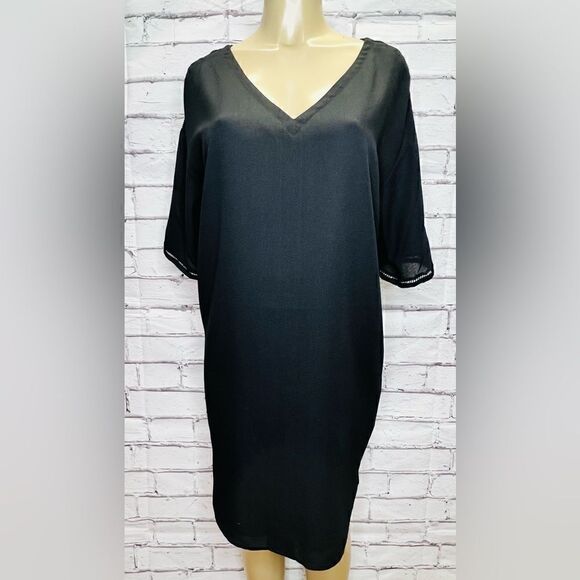 Scotch & Soda | Black V Neck Silk Soirée Dress size 2 =medium - Picture 1 of 7